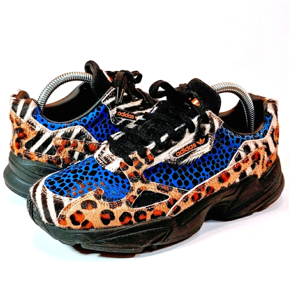 adidas originals falcon trainers in contrast leopard prints
